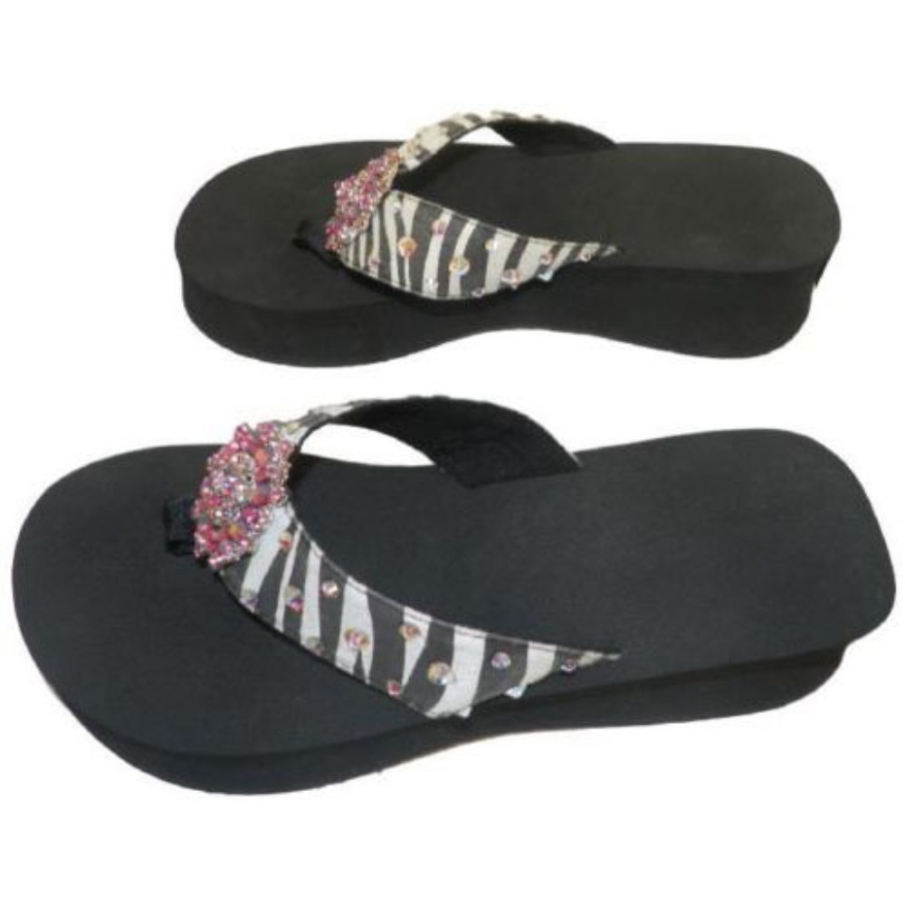 SS Women Wedges Flip Flops with Rhinestone